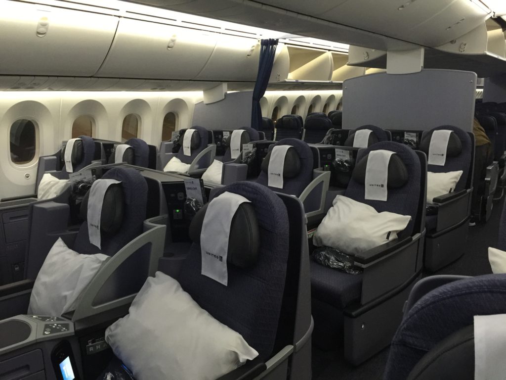 Interior de UA B787 Dreamliner